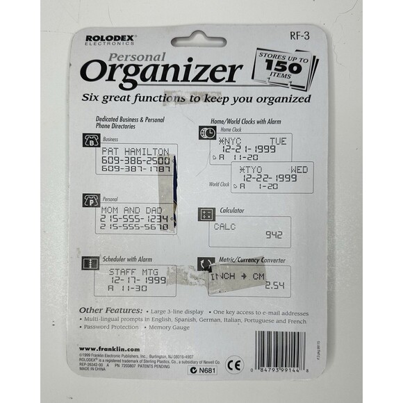 Rolodex Electronic Personal Organizer RF-3 (1999) - Picture 2 of 2